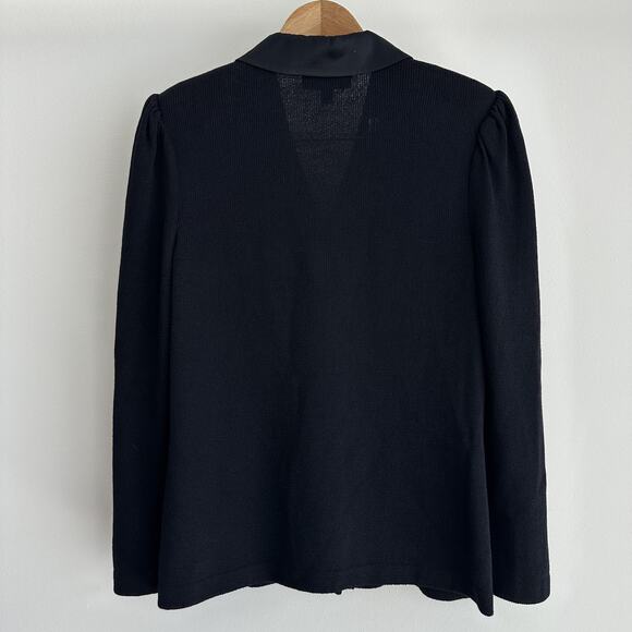 St John Evening Blazer 10 Black Santana Knit Rhinestone Tuxedo Jacket Elegant - Picture 3 of 10